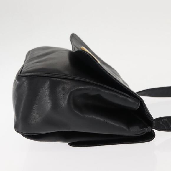 CELINE Hand Bag Leather Black Auth 145472
